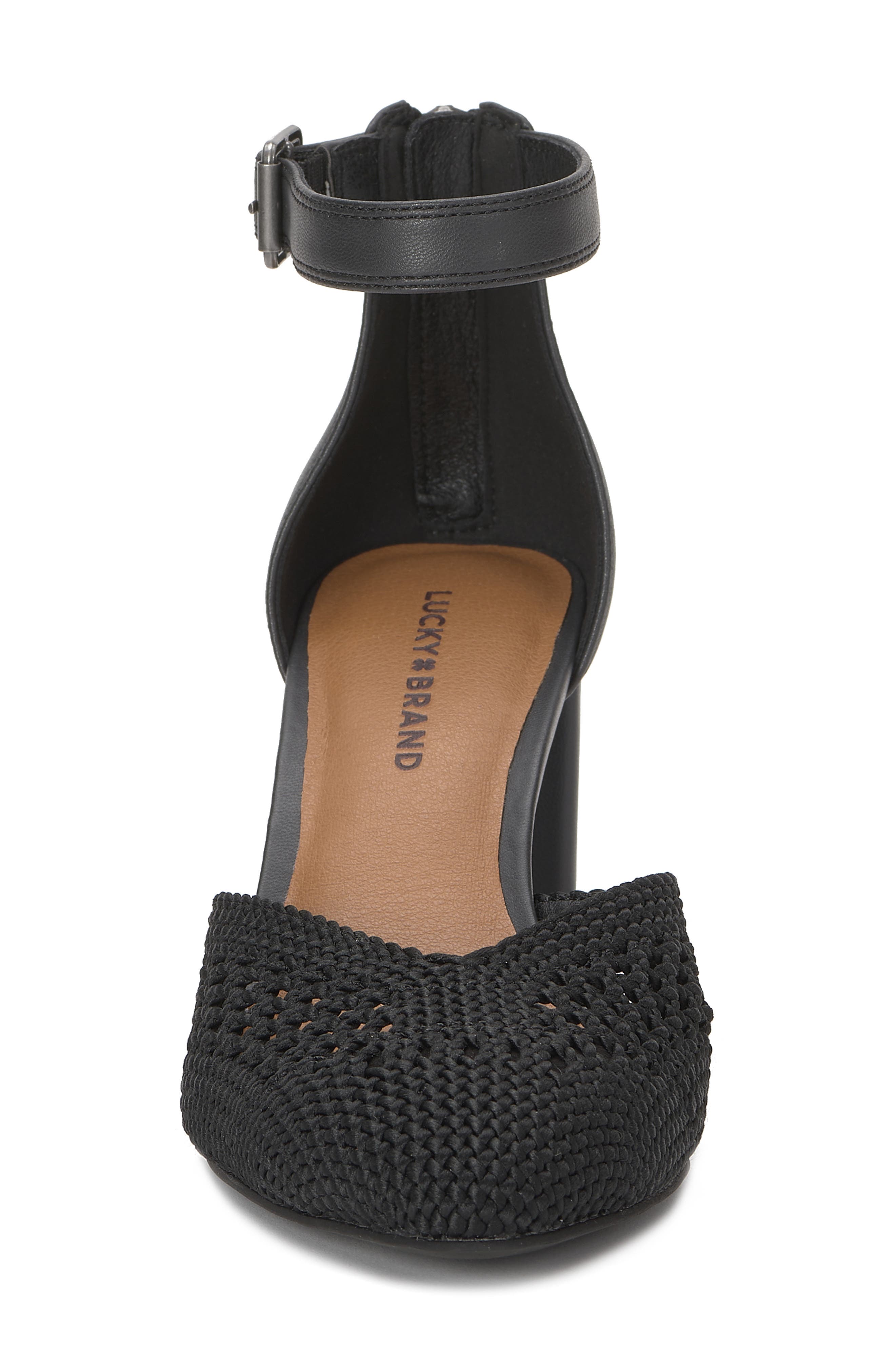 Lucky Brand Myloni Pointed Toe Pump, Alternate, color, Black/ Black Knshll