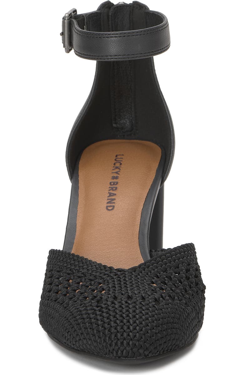 Lucky Brand Myloni Pointed Toe Pump, Alternate, color, Black/ Black Knshll