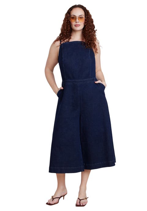 Stretch Denim Culotte Jumpsuit