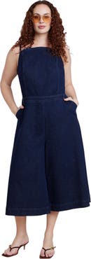 ELOQUII Stretch Denim Culotte Jumpsuit