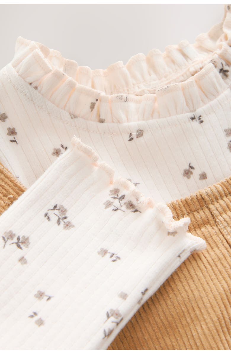 NEXT Kids' Bear Corduroy Overalls, T-Shirt & Socks Set, Alternate, color, Tan