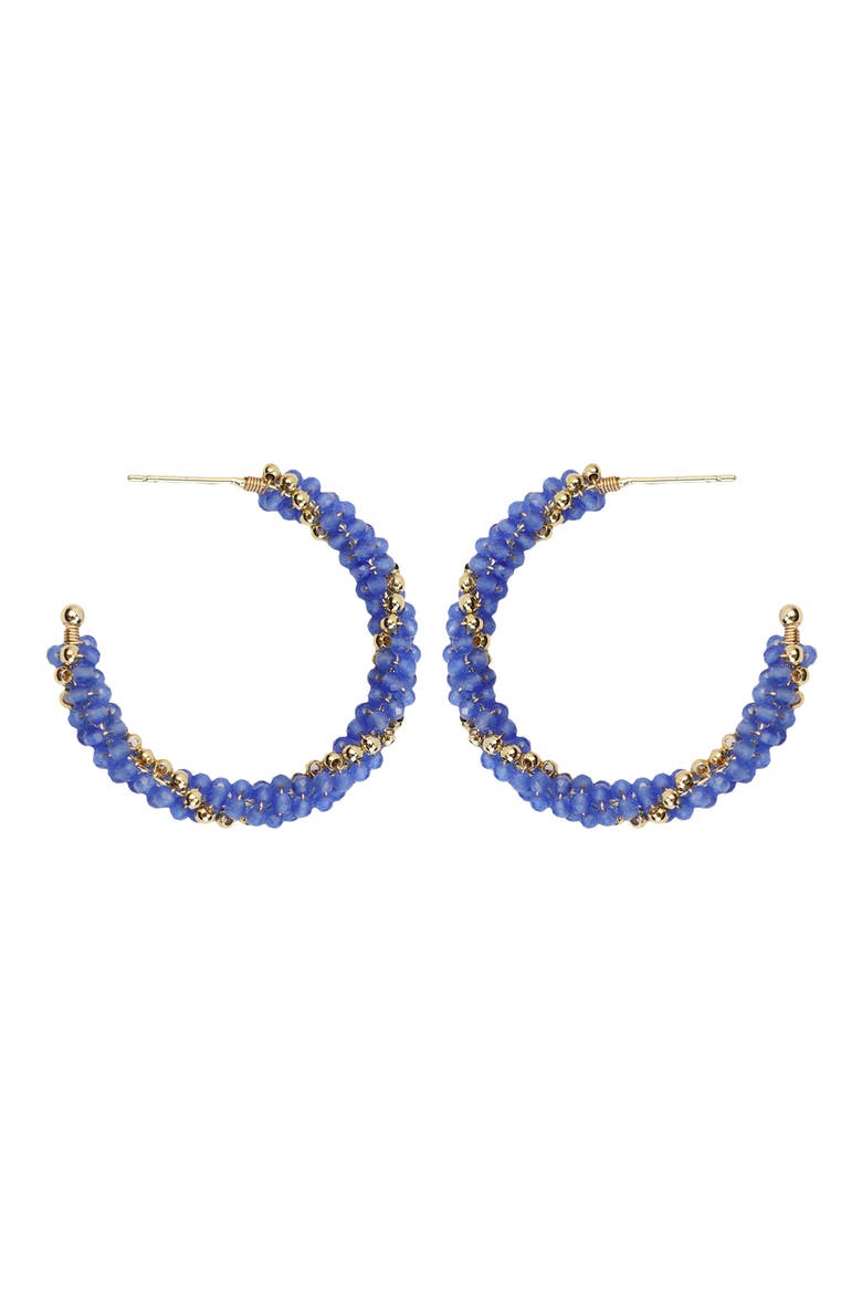 Crystal Twist Hoop Earrings, Main, color, NAVY