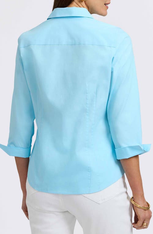 Foxcroft Mary Non-iron Stretch Cotton Button-up Shirt In Soft Aqua