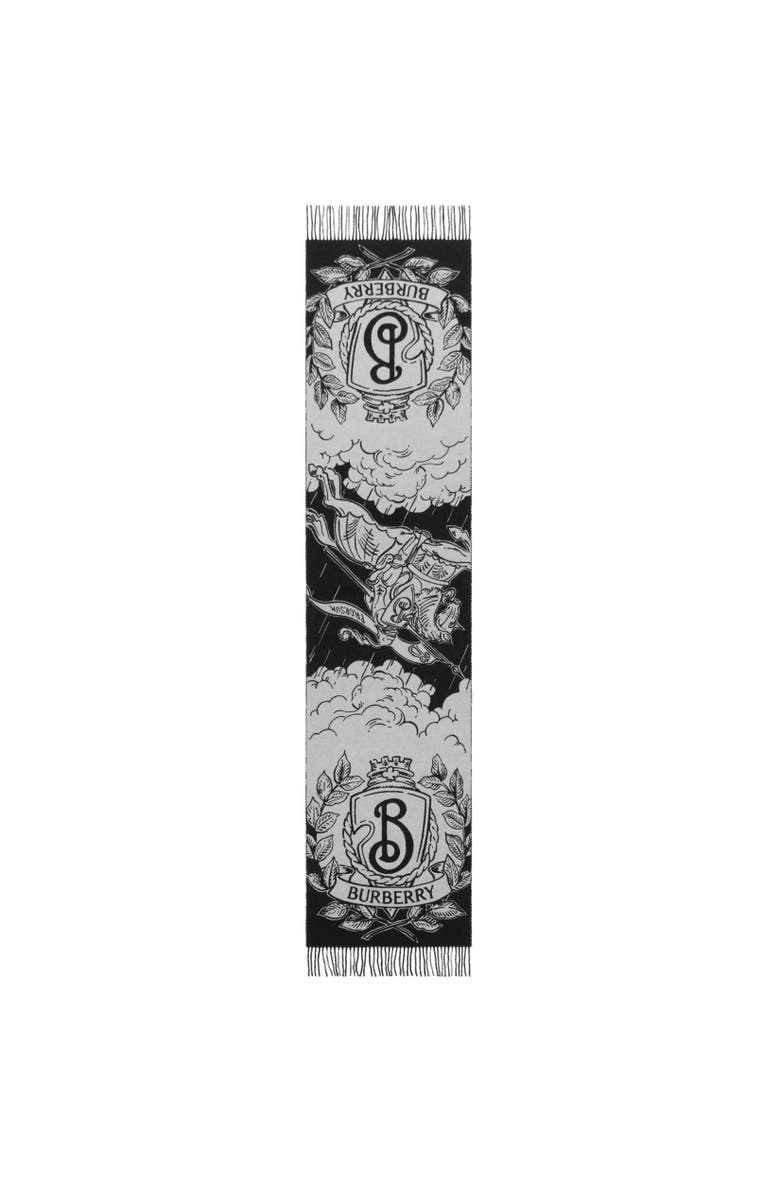 Burberry Wide Reversible Stormy Knight Scarf, Alternate, color, Black/Calico