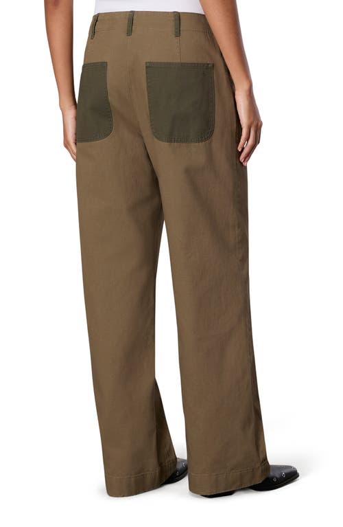 Rag & Bone Banks High Waist Two-tone Cotton Pants In Army