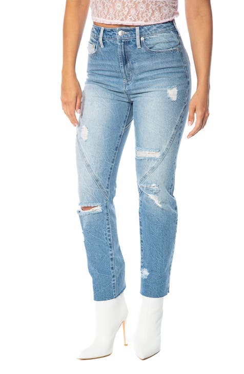 Two Hearts Distressed Straight Leg Jeans