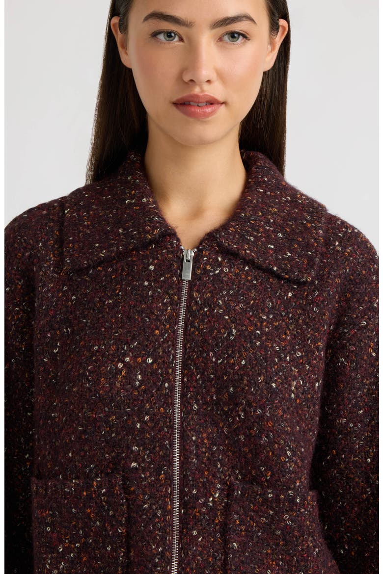 Zip Front Sweater Jacket, Alternate, color, BURGUNDY MARLED