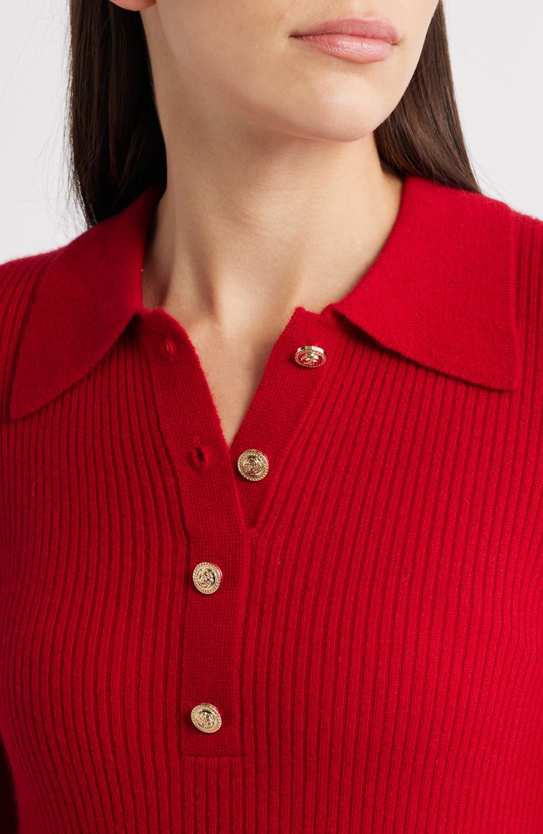 Elie Tahari The Shawna Long Sleeve Cashmere Dress, Alternate, color, Red Love