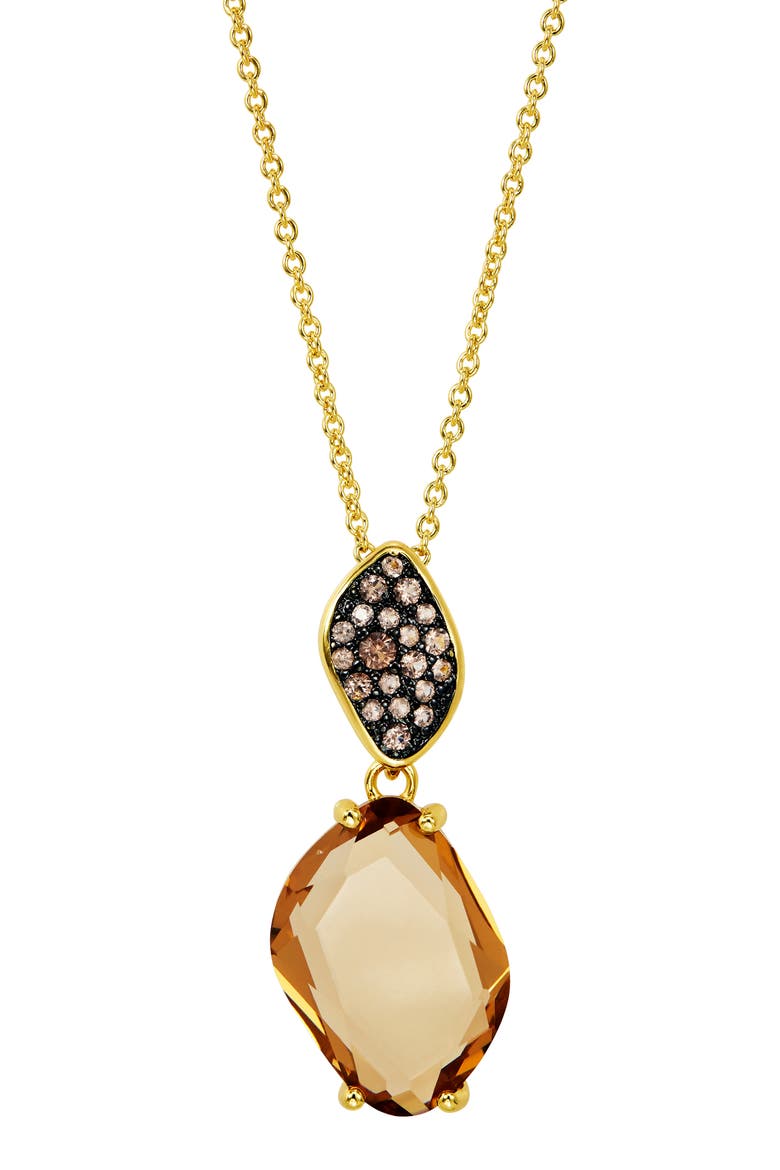 Carved Stone Pav9 Pendant Necklace, Main, color, YELLOW GOLD
