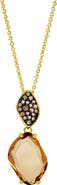 SAVVY CIE JEWELS Carved Stone Pav9 Pendant Necklace
