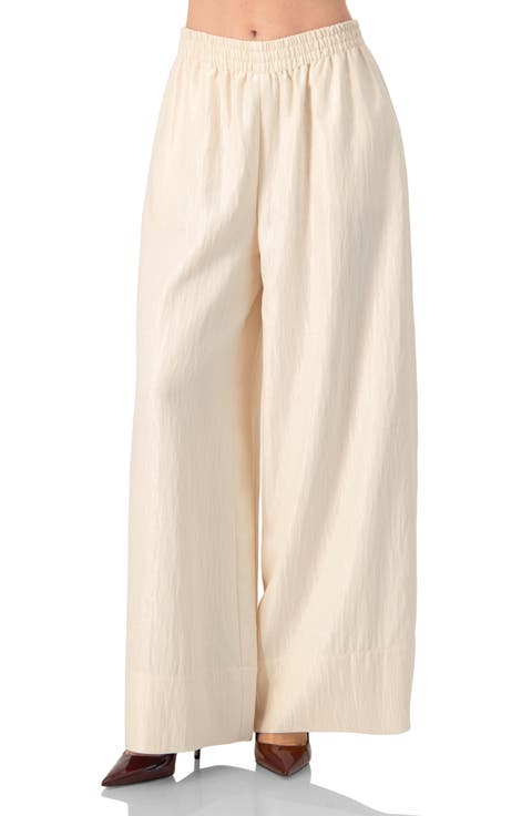 High-Waisted Wide-Leg Trousers with Elastic Waistband