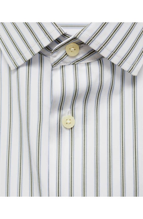 Mango Slim Fit Stripe Button-up Shirt In Khaki/white