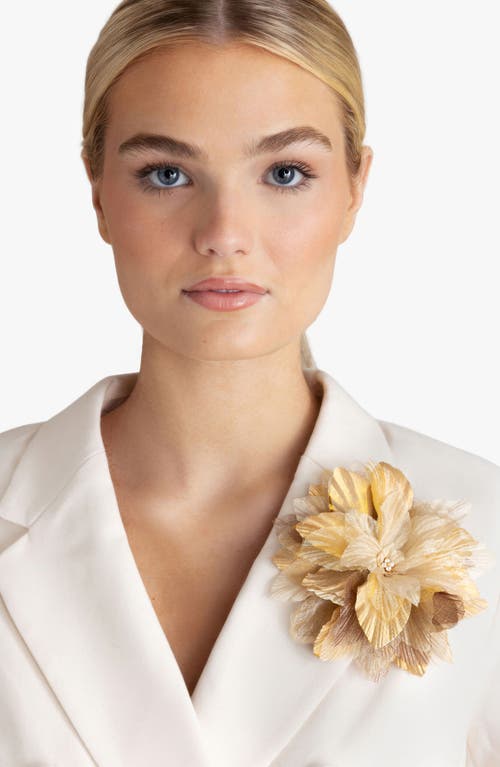 Helena Simon The Golden Poinsettia Floral Brooch In Gold