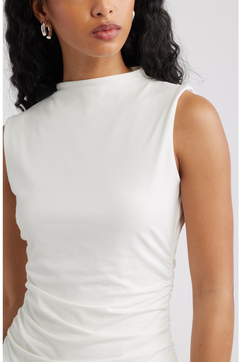 Mock Neck Ruched Tank, Alternate, color, IVORY
