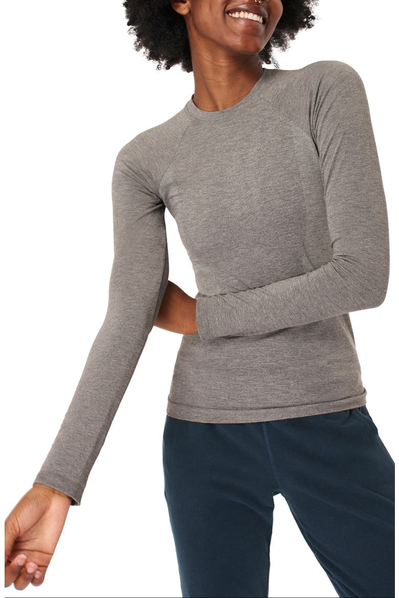 Glisten Long-Sleeve Tee, Main, color, CHARCOAL MARL