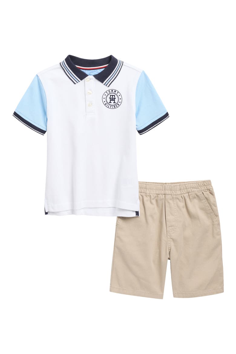 Polo & Shorts Set, Main, color, WHITE ASSORTED