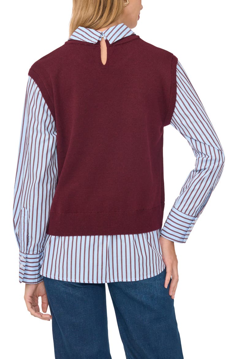 Crewneck Sweater Vest Two-Fer, Alternate, color, WINETASTING