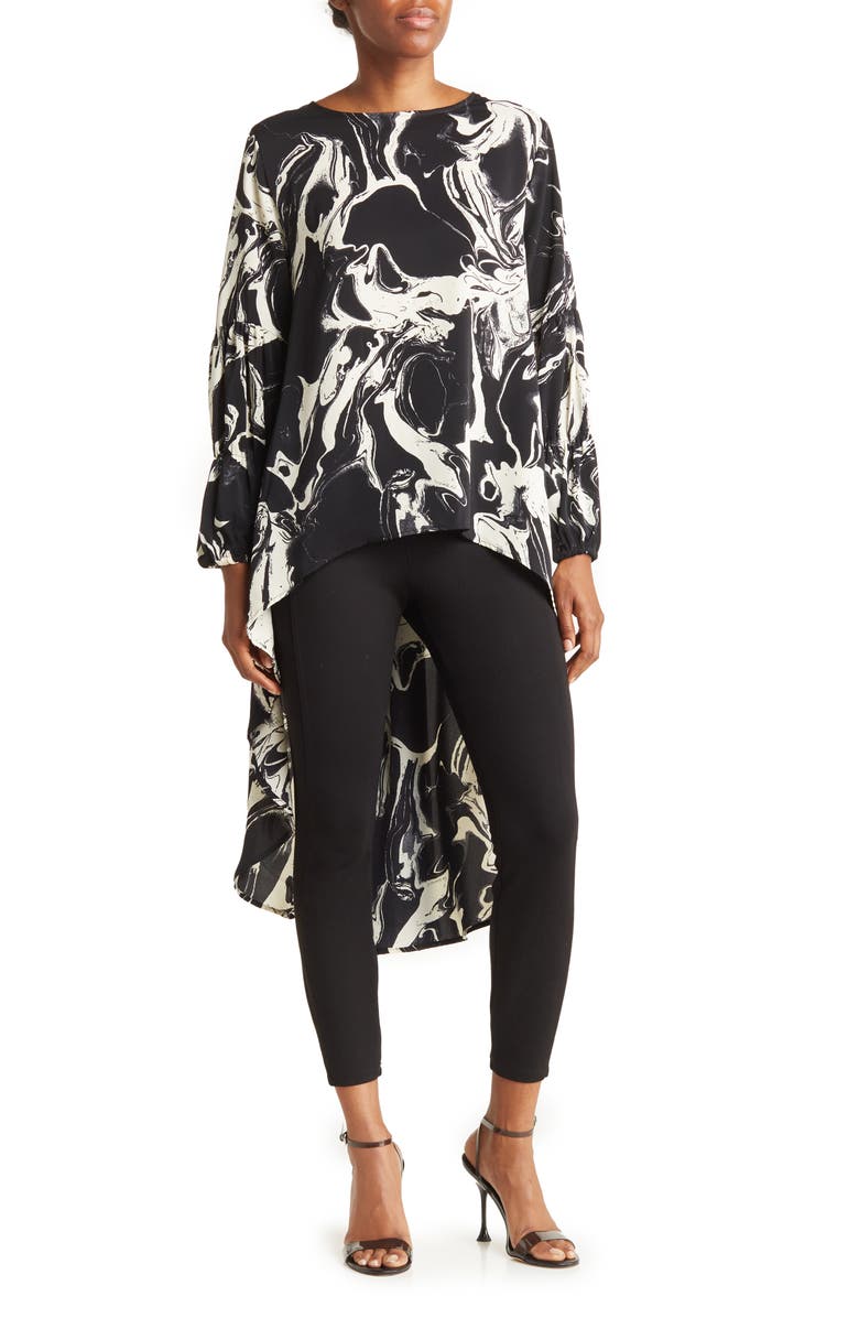 PATRIZIA LUCA Marble Print High-Low Tunic Top, Main, color,