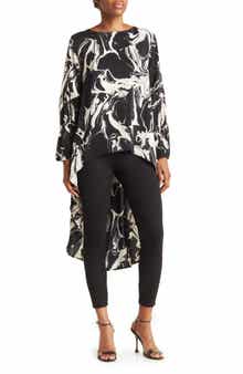 PATRIZIA LUCA Marble Print High-Low Tunic Top