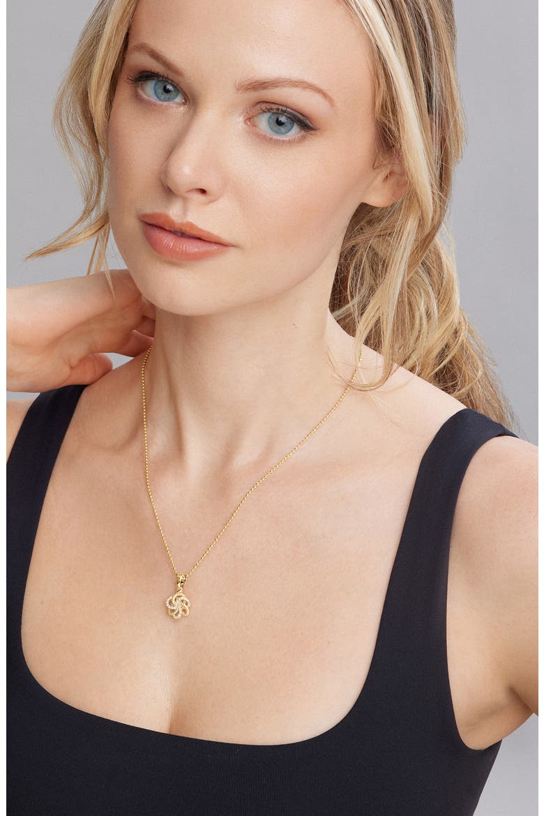 Love Knot Diamond Pendant Necklace, Alternate, color, GOLD