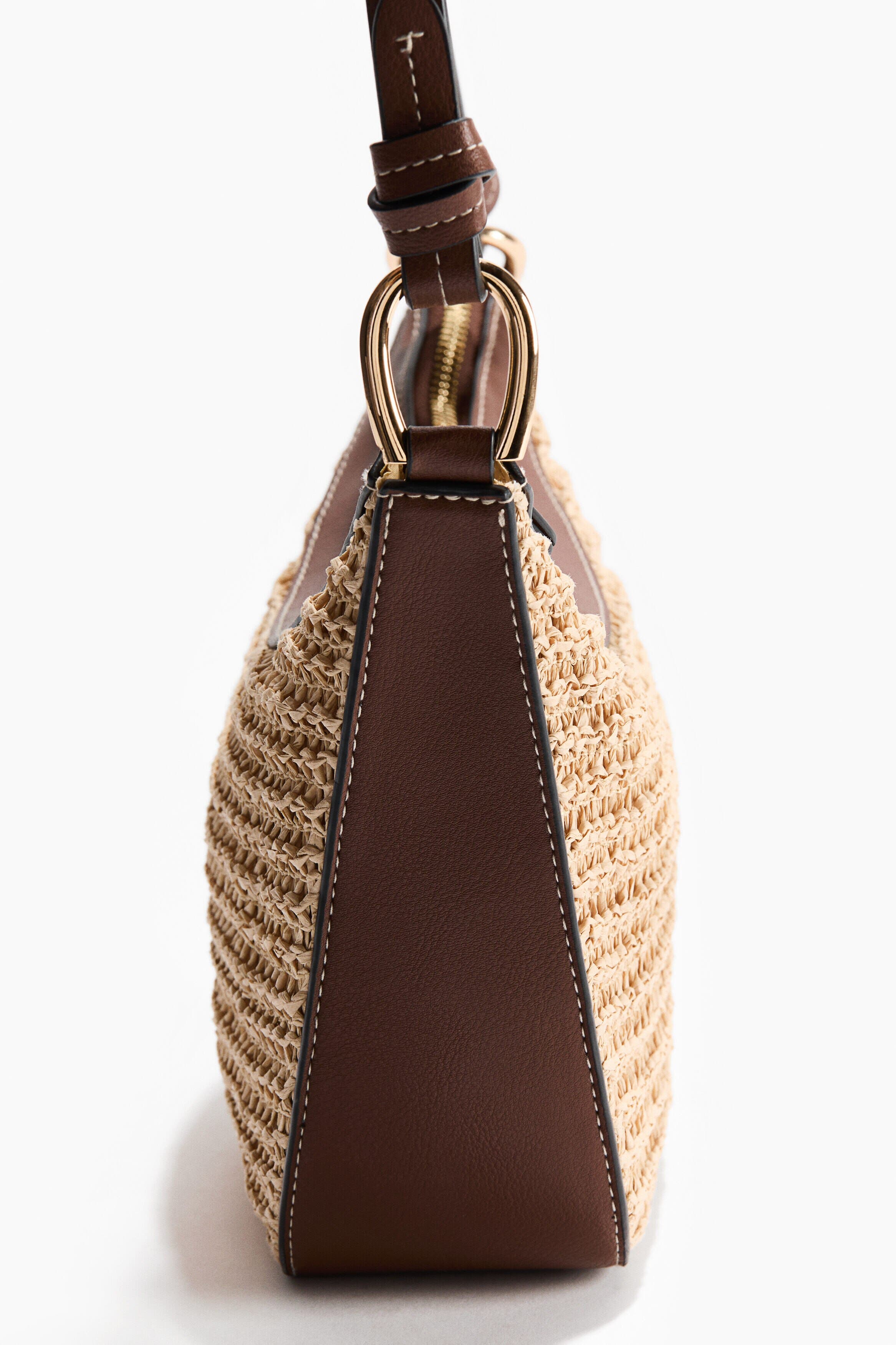 H&M Straw-detail Crossbody Bag, Alternate, color, Beige
