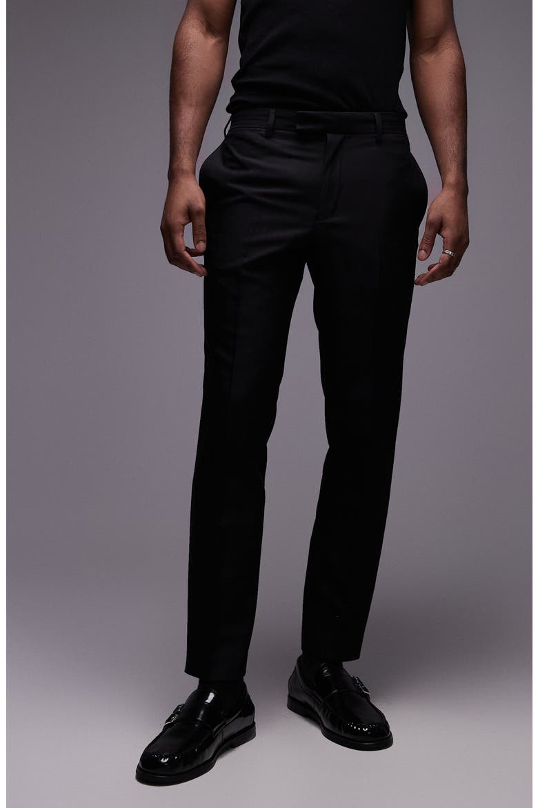 Skinny Fit Textured Dress Pants, Main, color, BLACK