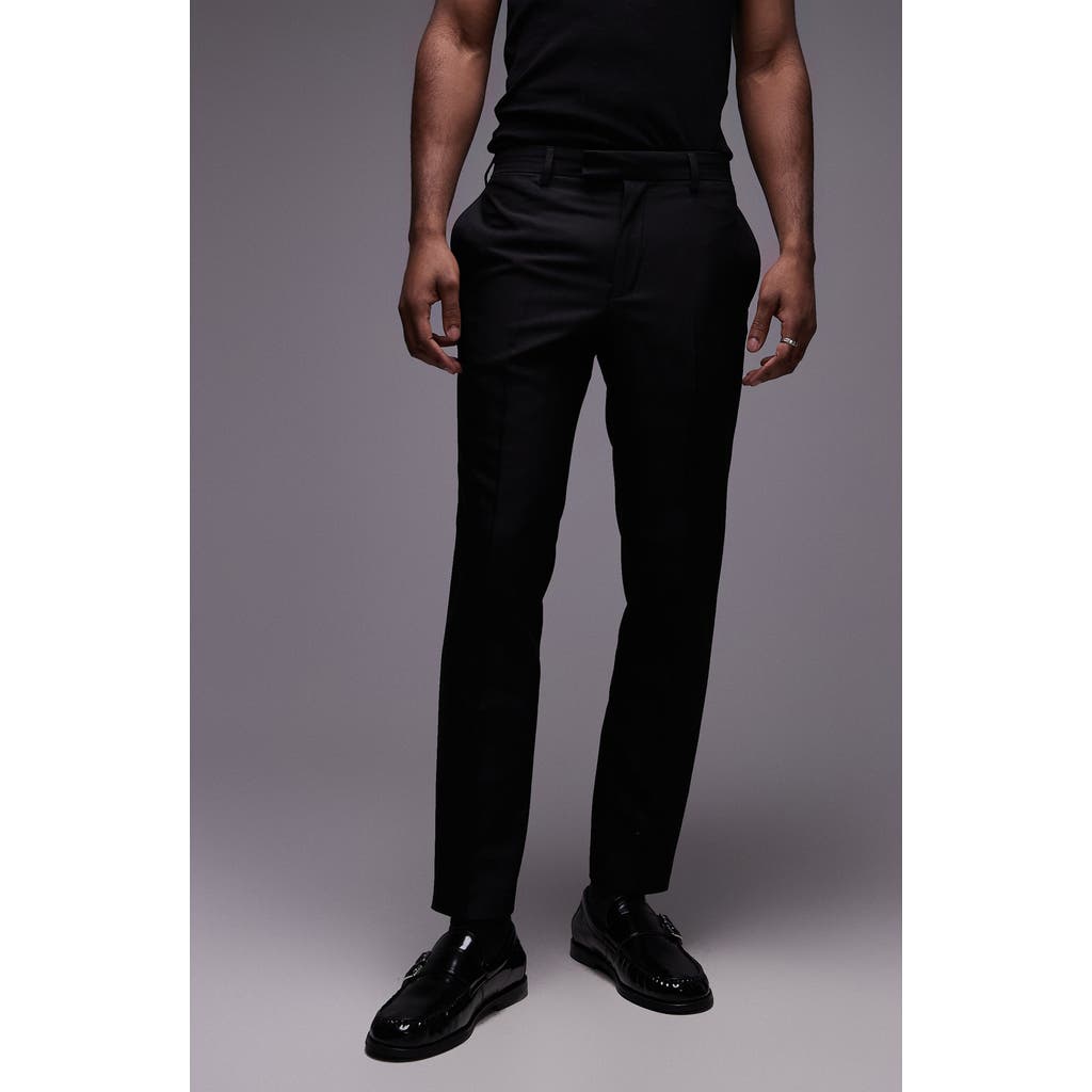 Topman Skinny Fit Textured Dress Pants In Black