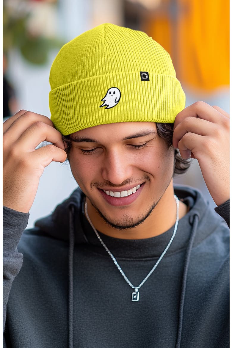 Ghost Beanie, Alternate, color, Neon Yellow