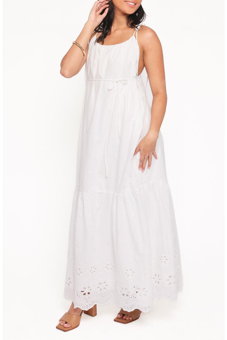 Sharlice Eyelet Cotton Maxi Dress, Alternate, color, WHITE
