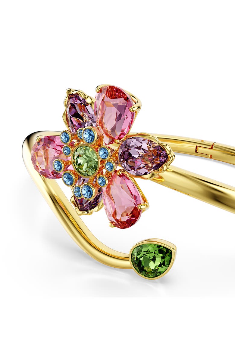 Swarovski Idyllia Crystal Flower Open Bangle, Alternate, color, Multicolored