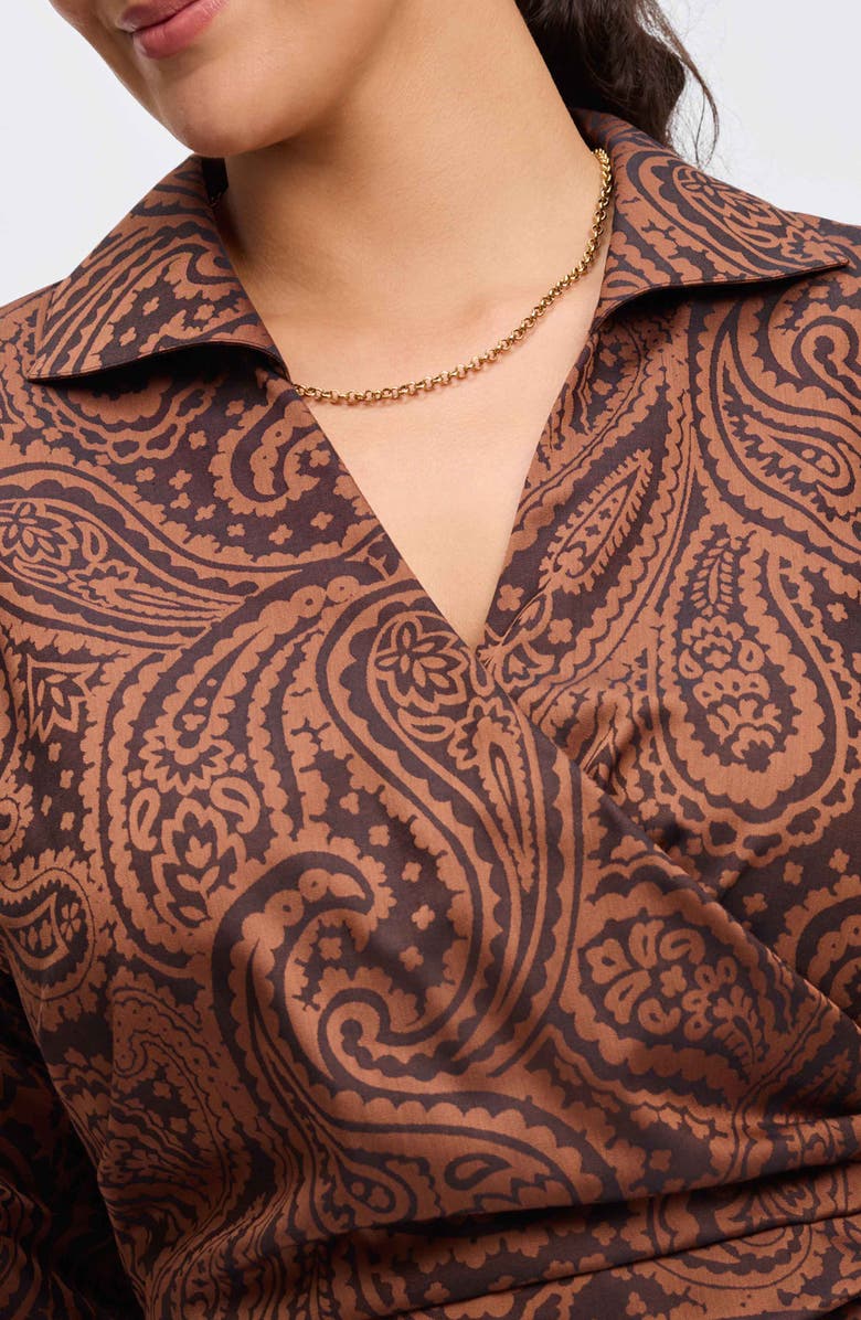 Foxcroft Salina Paisley Print Cotton Blend Wrap Shirt, Alternate, color, 
