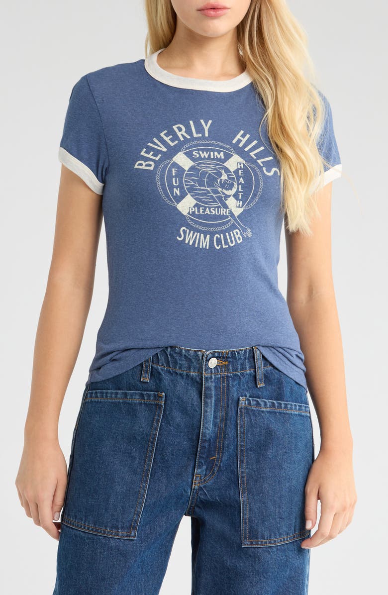 Re/Done '60 Slim Graphic Ringer T-Shirt, Main, color, Navy White