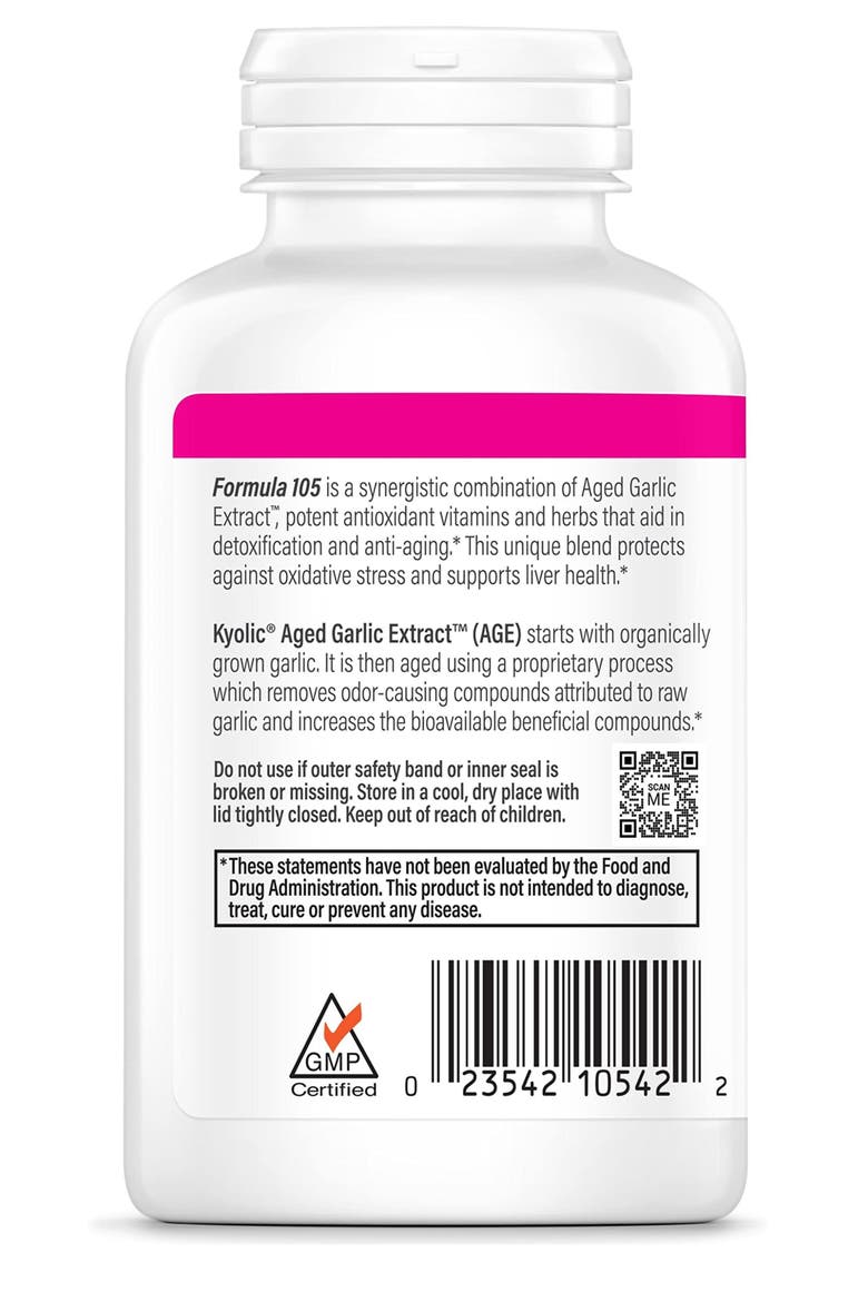 Aged Garlic Extract Formula 105, Detox & Anti-Aging, 200 Capsules, Alternate, color, None