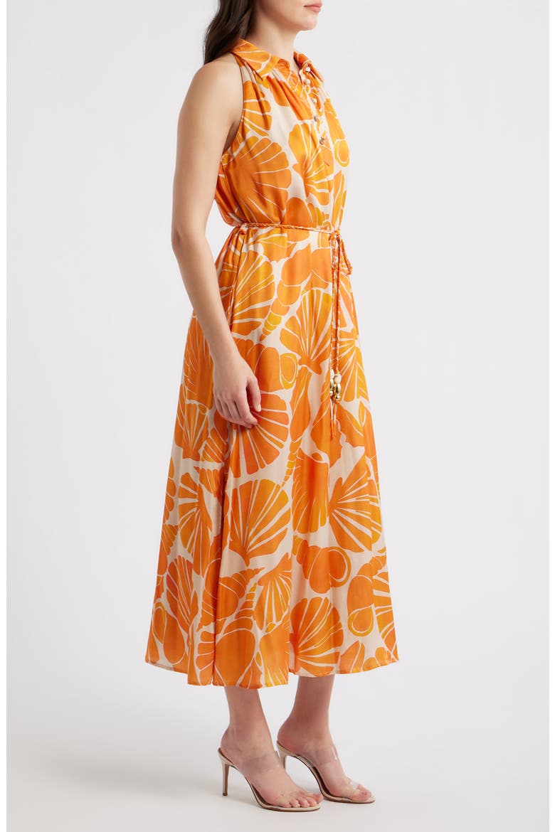 Elmo Shell Print Midi Dress, Alternate, color, TANGERINE MULTI