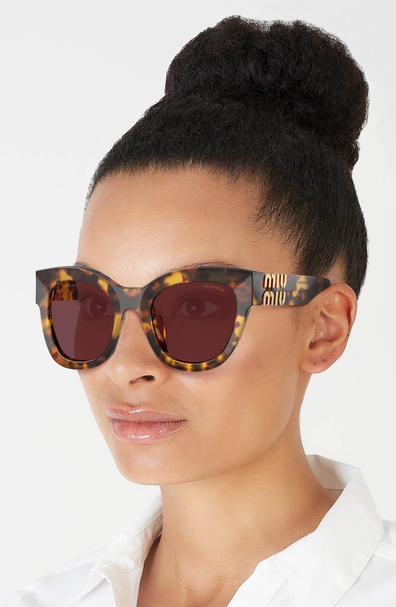 Miu Miu 51mm Butterfly Sunglasses, Alternate, color, Honey Havana/ Purple Brown
