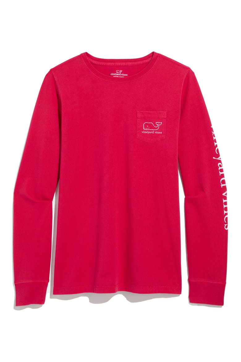 Whale Graphic Long Sleeve Pocket T-Shirt, Main, color, CHARM PINK