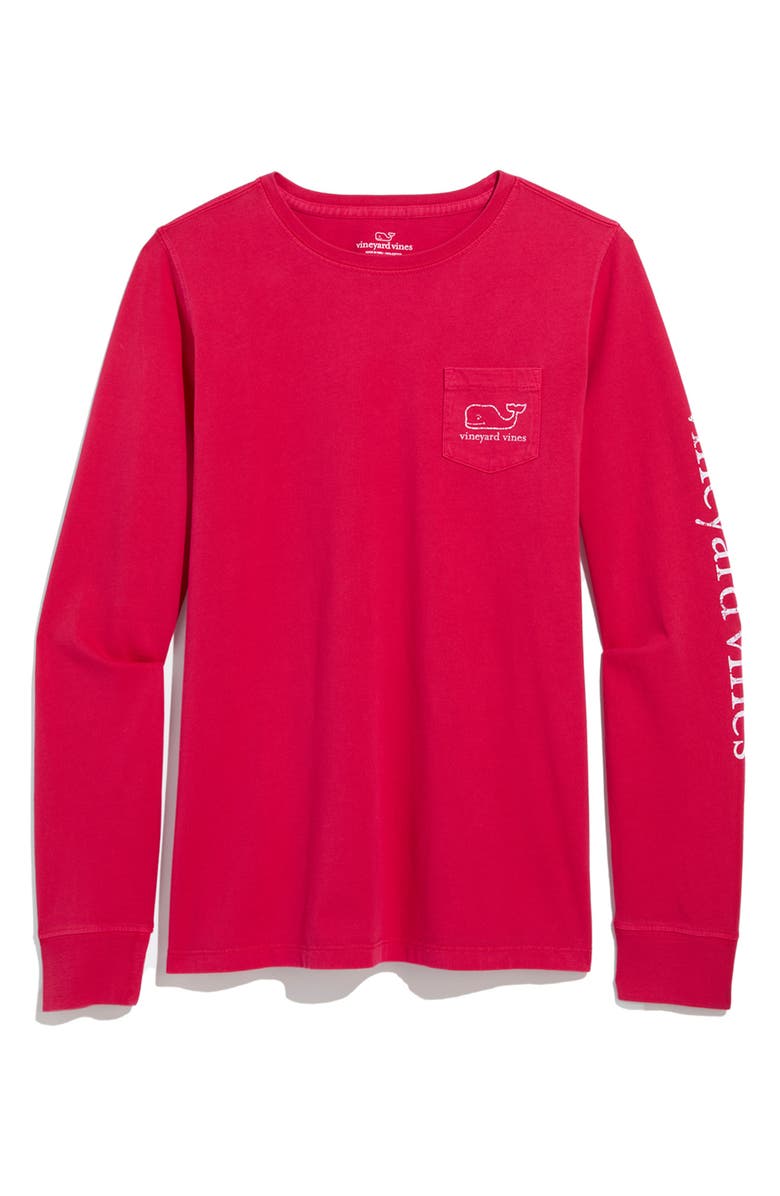 vineyard vines Whale Graphic Long Sleeve Pocket T-Shirt, Main, color, Charm Pink