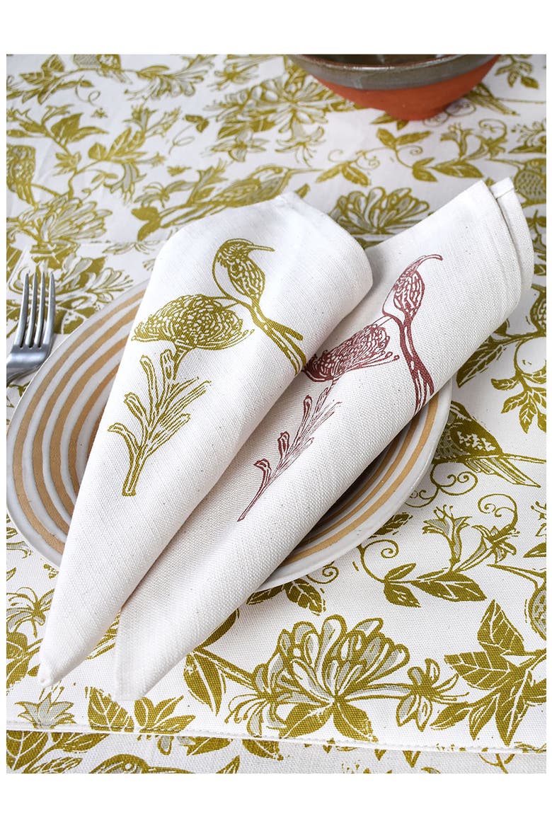 Sugarbird Cotton Twill Dinner Napkins, Alternate, color, CHARTREUSE