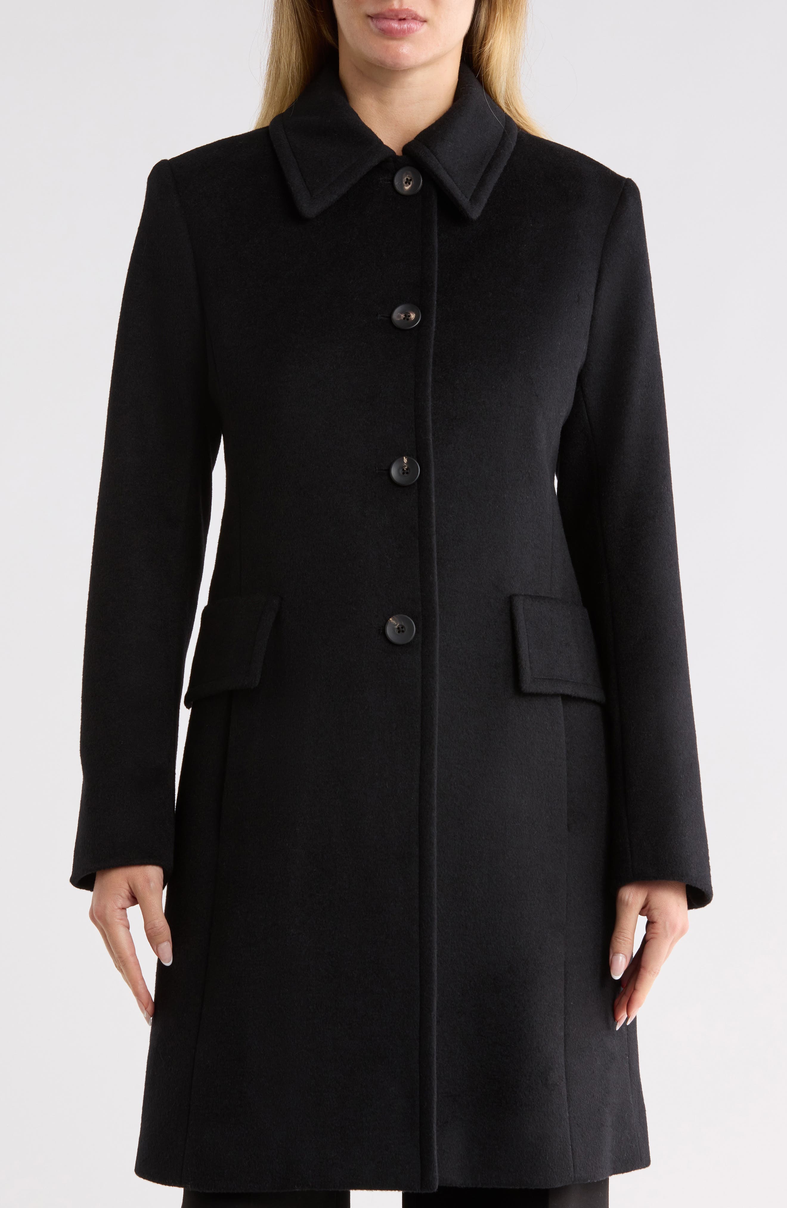 Single Breasted Wool Blend Coat