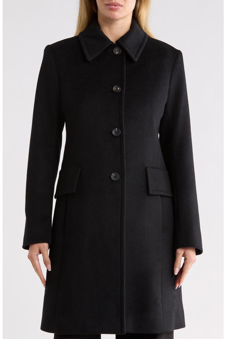 Single Breasted Wool Blend Coat, Main, color, BLACK