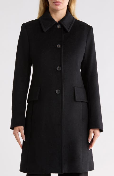 Single Breasted Wool Blend Coat