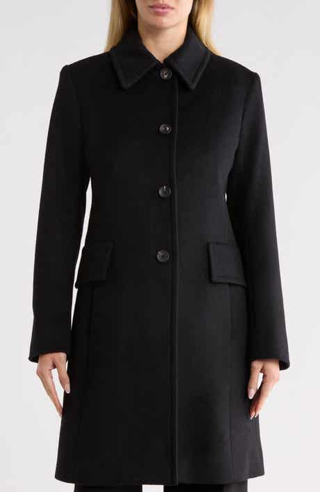 Single Breasted Wool Blend Coat