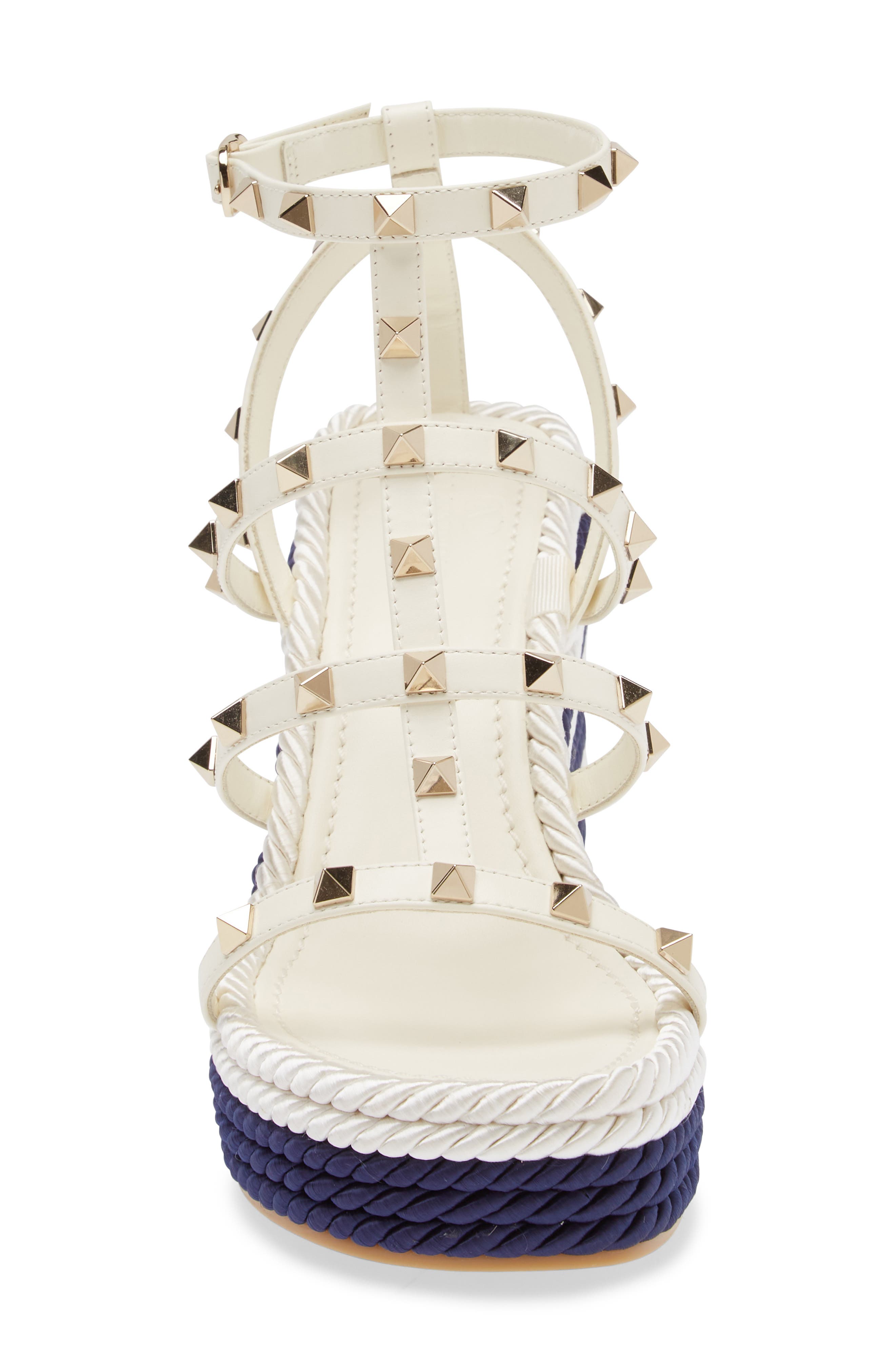Valentino Garavani Rockstud Espadrille Wedge Sandal, Alternate, color, 