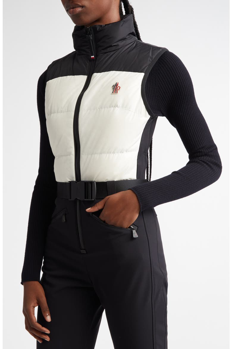 Water Repellent Down Puffer Ski Jumpsuit, Alternate, color, BLACK/ WHITE