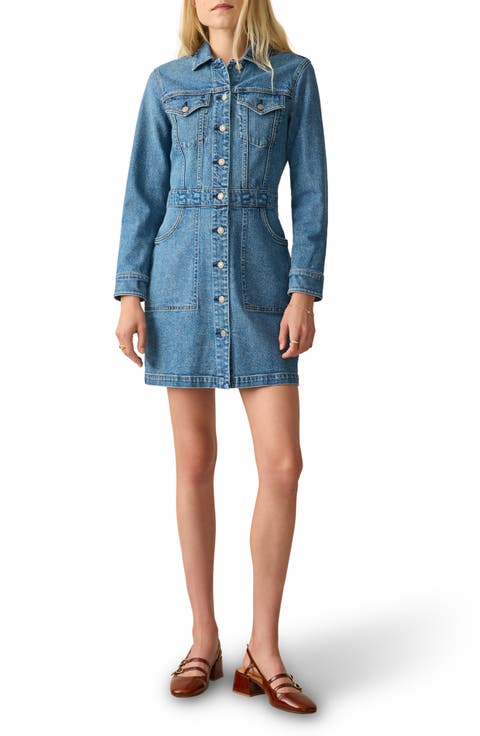 Michelle Long Sleeve Denim Mini Shirtdress