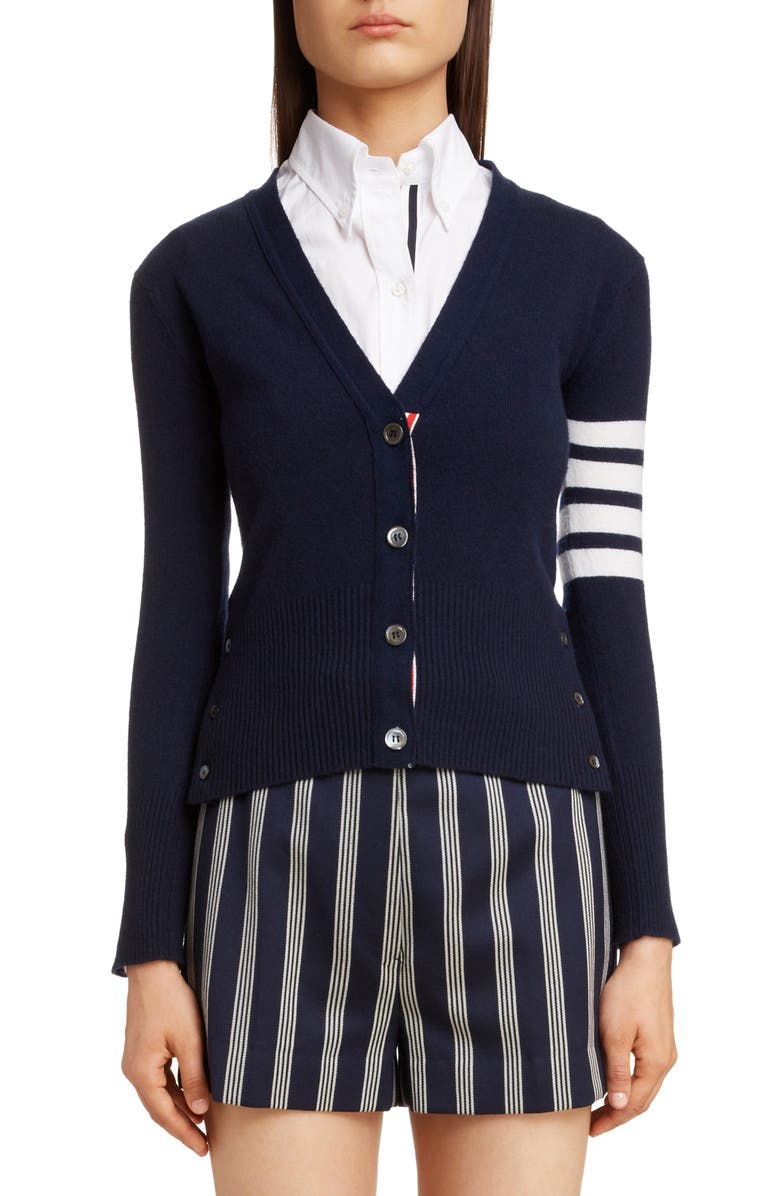 Thom Browne Classic V-Neck Cashmere Cardigan, Main, color, 