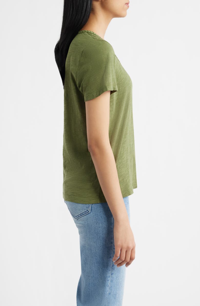 CITY BLUES Braided Neck Relaxed Fit Cotton T-Shirt, Alternate, color, 