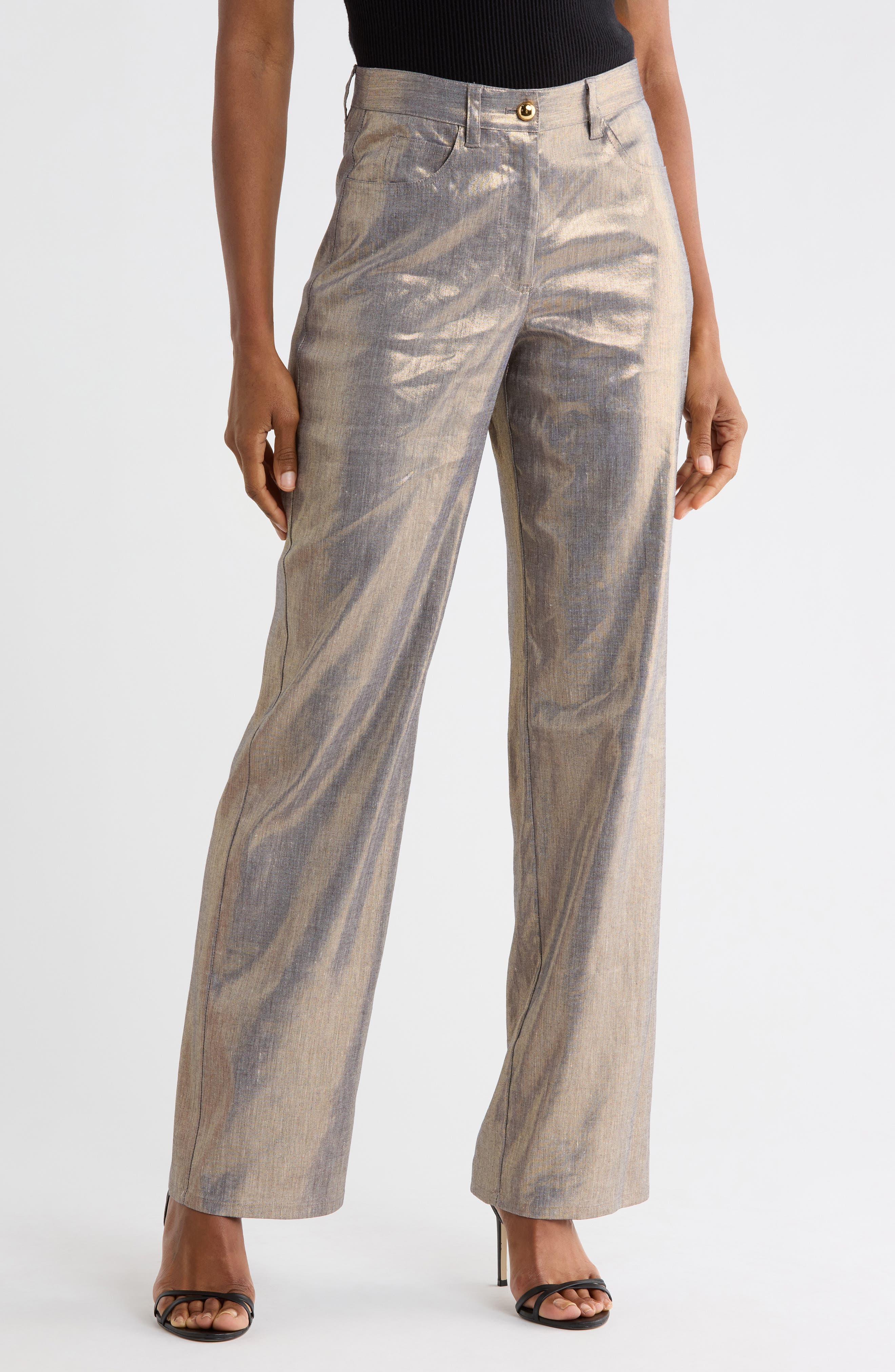 Larissa Linen Blend Metallic Pants