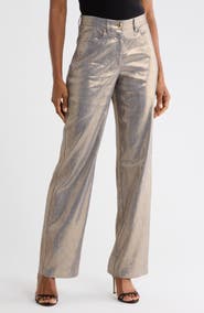 Derek Lam 10 Crosby Larissa Linen Blend Metallic Pants