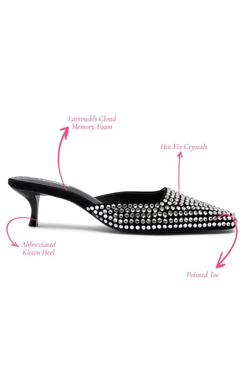Larroude Amal Crystal Mule In Black/crystal